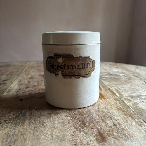 decorative English antique ceramic chemists canister  by Penlen