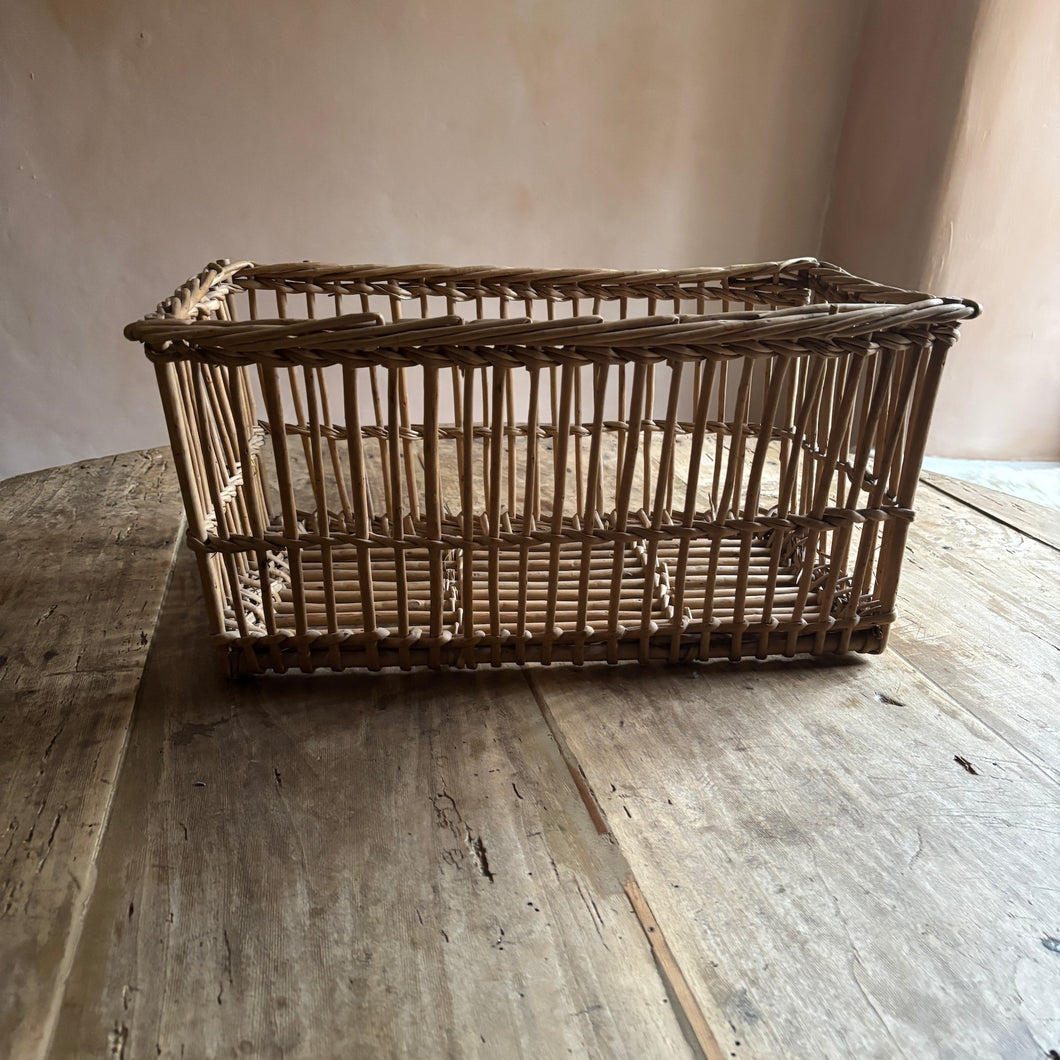 French antique hand crafted stick basket French style country home goods by Penlen