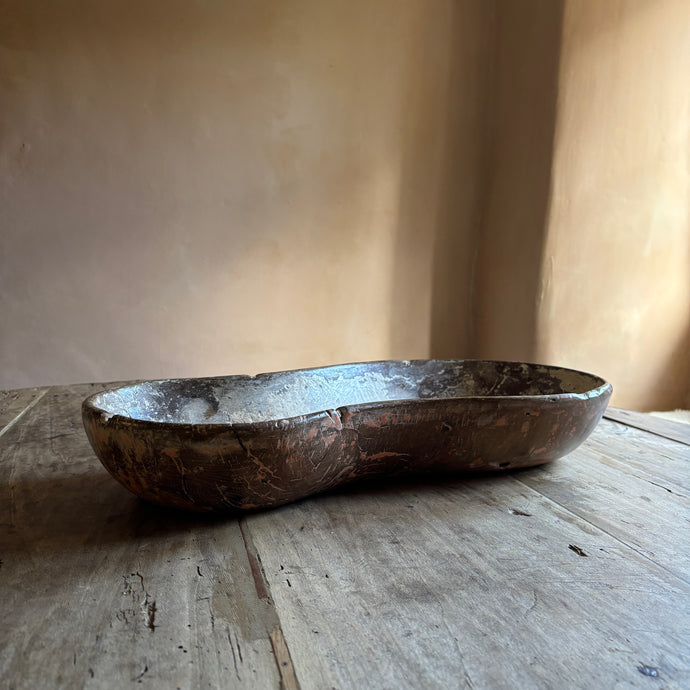 XL Swedish Antique Root Bowl on a wooden kitchen table by Penlen