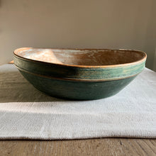 Load image into Gallery viewer, Swedish dough bowl with remnants of original green paint by Penlen
