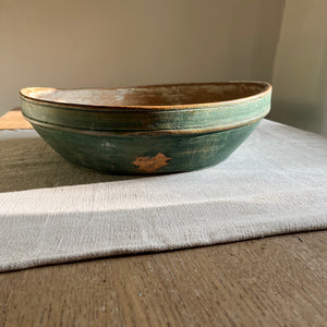 Swedish Wooden Dough Bowl with Original Paint