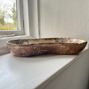 Swedish Antique Root Bowl with Remnants of Original Paint Penlen Brocante